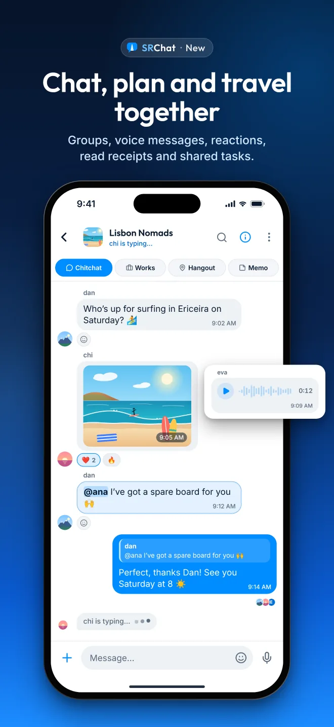 SRChat — chat and plan trips with your group