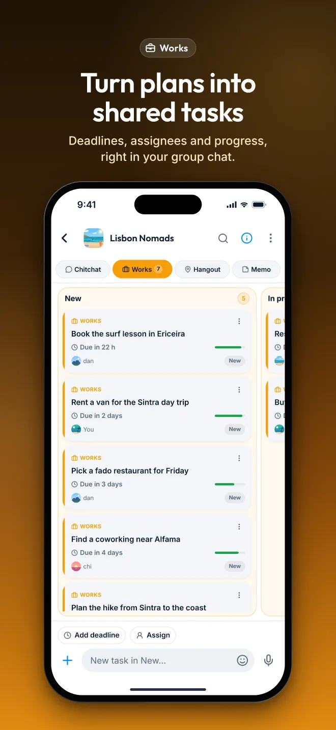 Works — turn plans into shared tasks